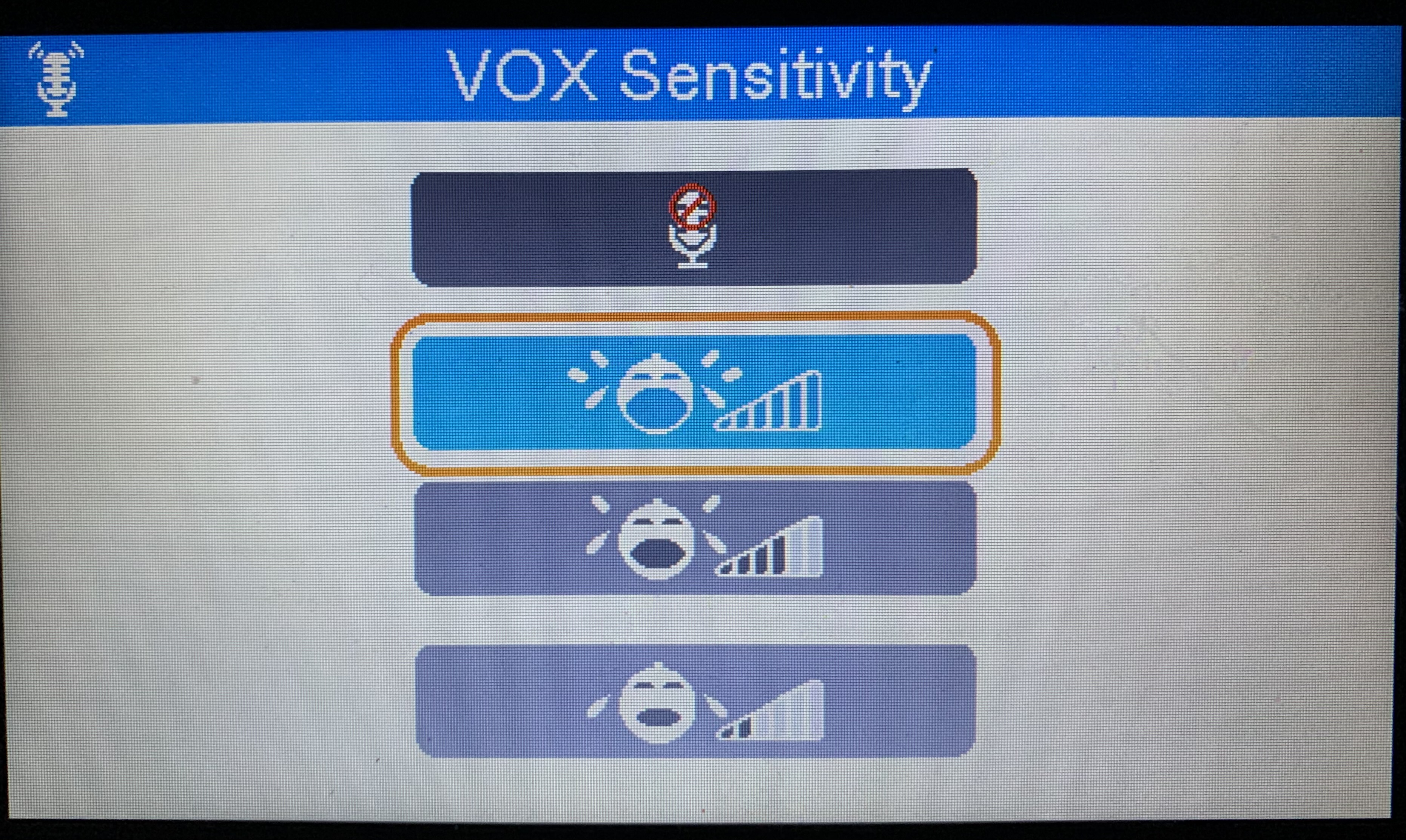 HelloBaby VOX sensitivity options and corresponding sadness level