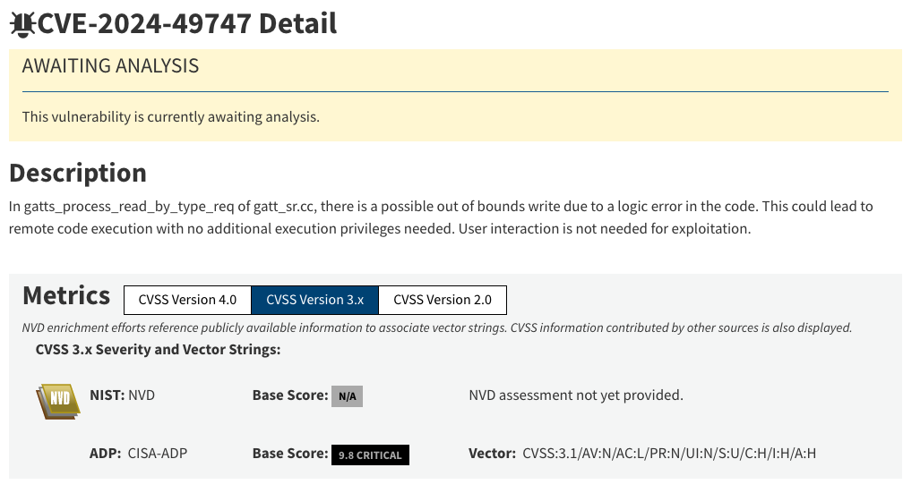 CVE-2024–49747 — remote code execution in Android caused by an out-of-bounds write